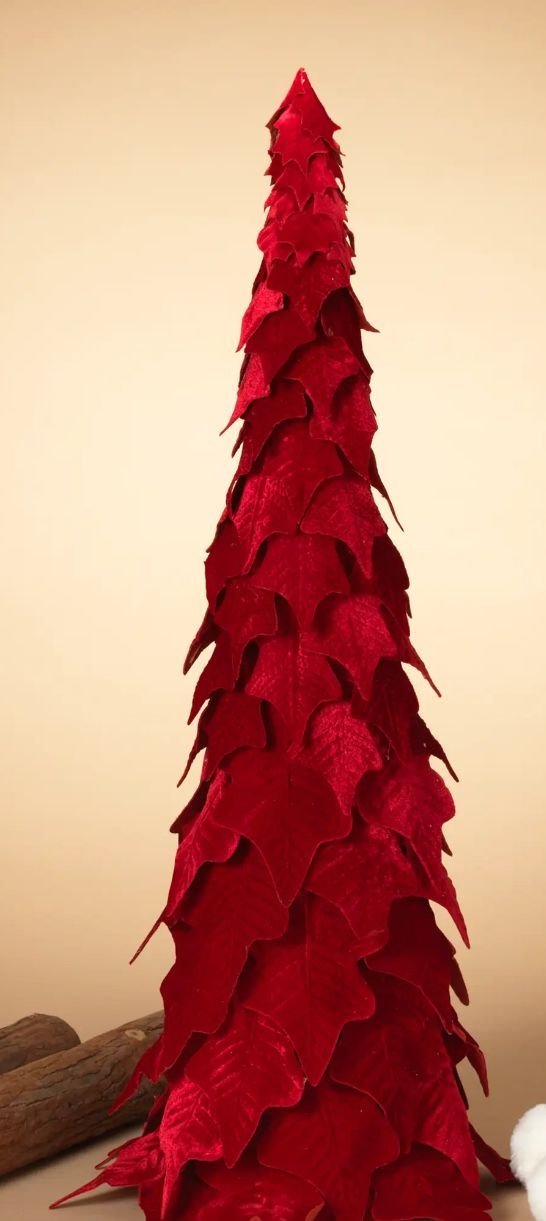 Christmas Lighted 36 in H Holiday Velvet Poinsettia Tree