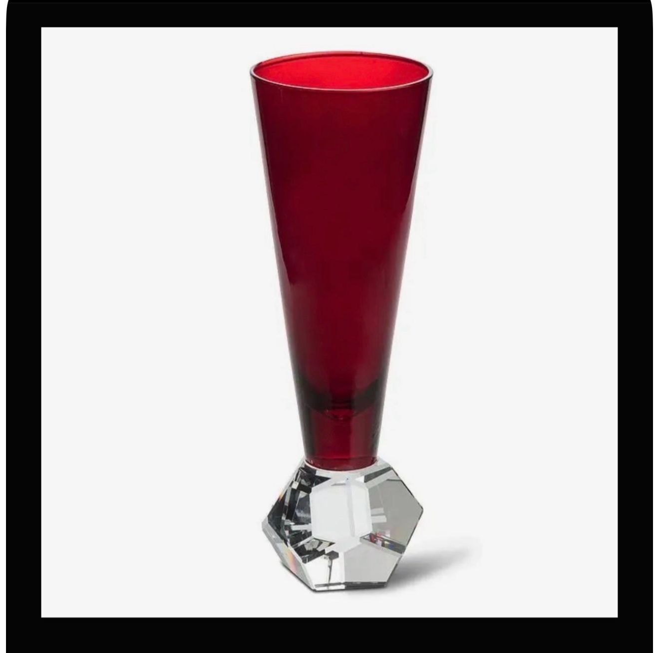 Crystal Look Base Flute (Dark Red) 7"H
